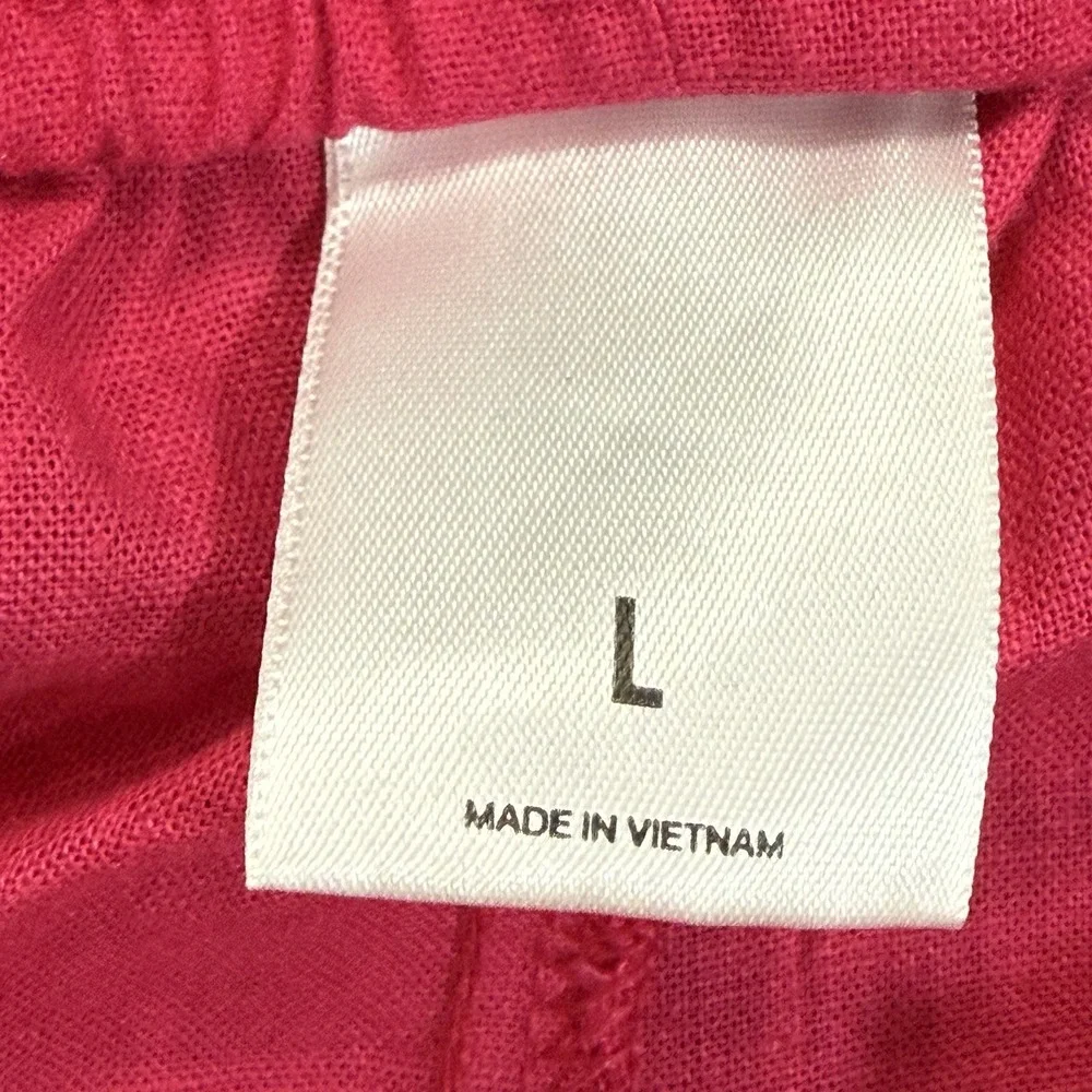 Express Shorts Womens Size L Pink Linen Blend Paperbag Waist Pull On Pockets